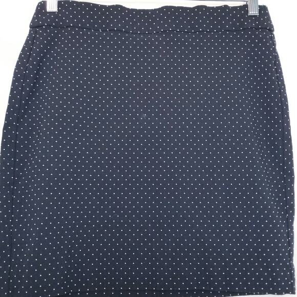 Worthington Black White Polka Dot Mini Pencil Skirt Rayon Blend Stretch Size PM - Picture 1 of 4